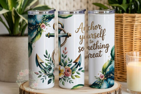 Anchor Yourself Floral: Graphics for Tumbler Wraps