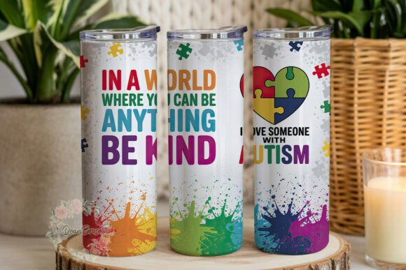 Autism Awareness Paint Splatter: Graphics for Tumbler Wraps