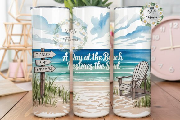 Beach Day Restores Soul 20oz Tumbler Wrap Graphics