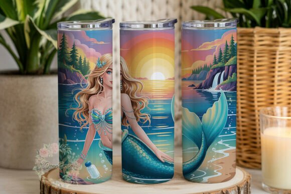 Blonde Mermaid Sunset Tumbler Wrap Graphics Review