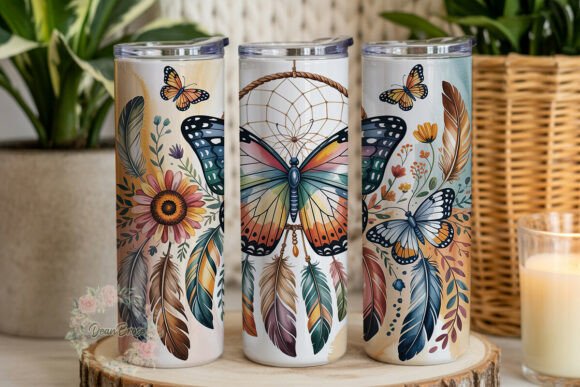 Boho Butterfly Dreamcatcher: Graphics for Tumbler Wraps
