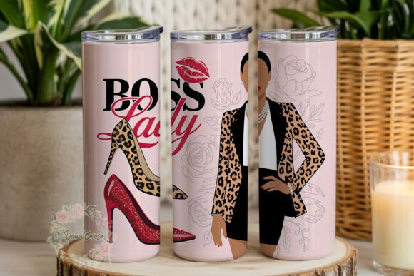 Boss Lady Leopard Print Skinny Tumbler: Graphics & Wraps