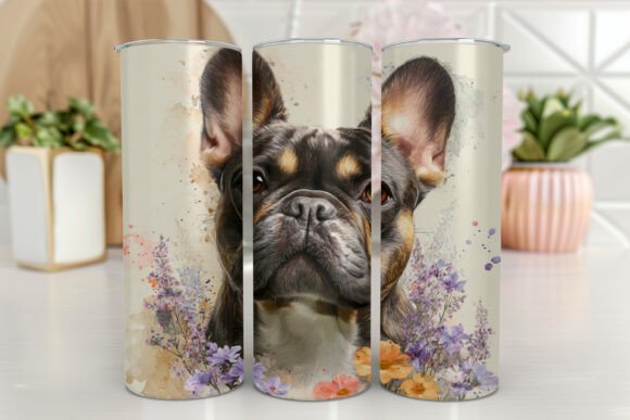 Bulldog Skinny Tumbler with Straw Graphics & Tumbler Wraps
