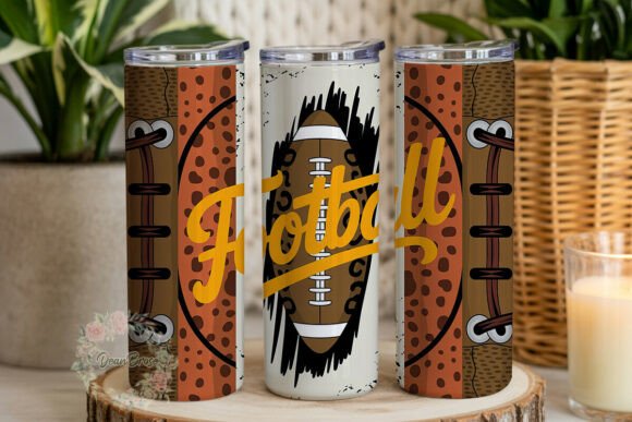 Football Leopard Print 20oz Tumbler Wrap Graphics