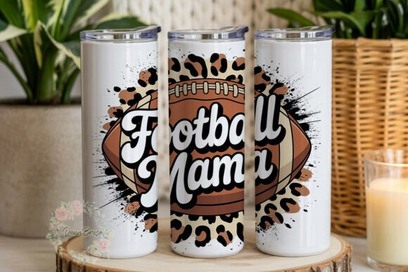 Football Mama Leopard Distressed Tumbler Graphics & Wraps