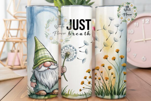 Gnome Dandelion Just Breathe Tumbler Graphics & Wraps