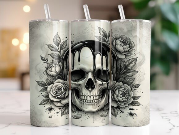 Gothic Skull Drip Floral Tumbler Wrap Graphics Review