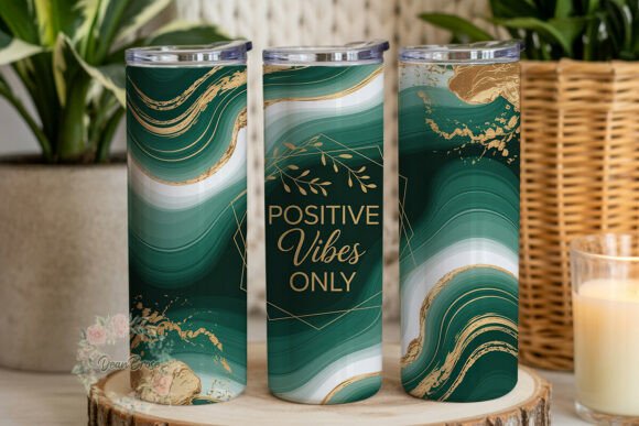 Green Gold Fluid Abstract 20oz Tumbler Graphics