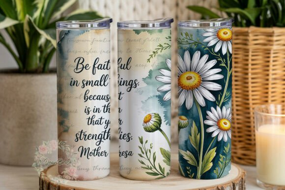 Inspirational Daisy Floral Tumbler Graphics for Wraps