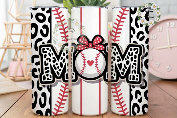 Leopard Print Baseball MOM Tumbler Wrap: Graphics & Tumbler Wraps