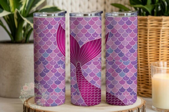 Mermaid Tail Glitter 20oz Tumbler Wrap: Graphics & Tumbler Wraps