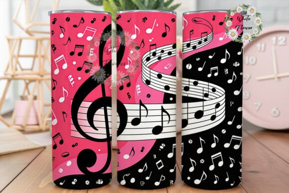 Musical Staff Pink Black Tumbler Wraps Graphics Review