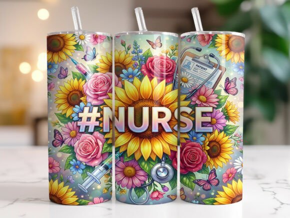 Nurse Sunflower Floral Tumbler Wrap: Graphics Review