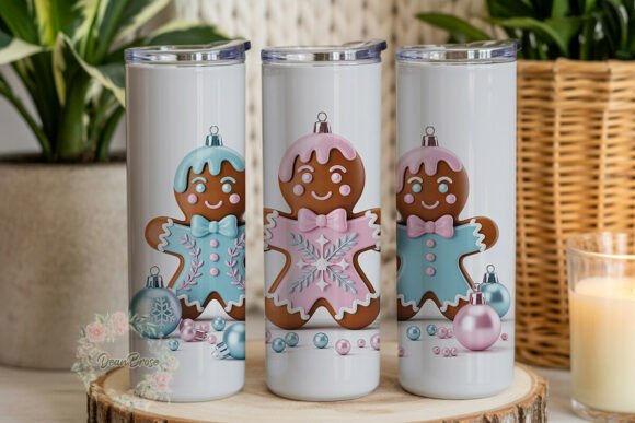 Pastel Gingerbread Friends Graphics for Tumbler Wraps