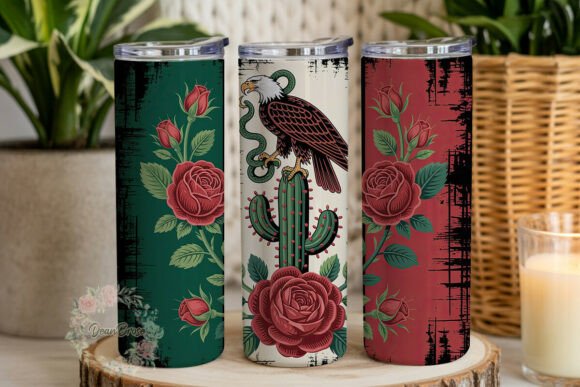 Patriotic Emblem Grunge Roses Tumbler Graphics for Tumbler Wraps