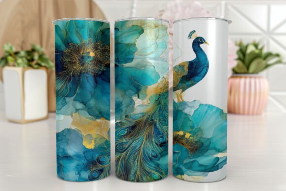 Peacock Floral Tumbler Wrap: Graphics for Tumbler Wraps