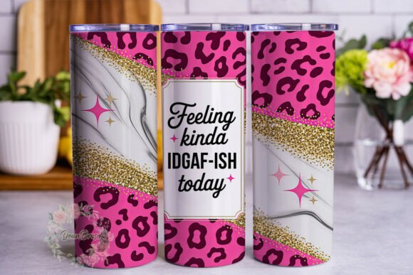 Pink Leopard Glitter Sassy Tumbler Wraps Graphics