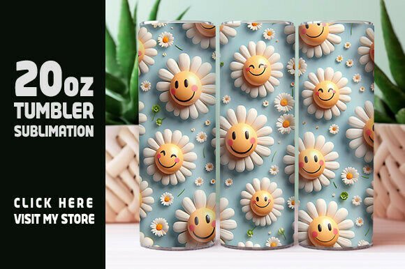 Retro Daisy Sublimation Tumbler Wrap Graphics