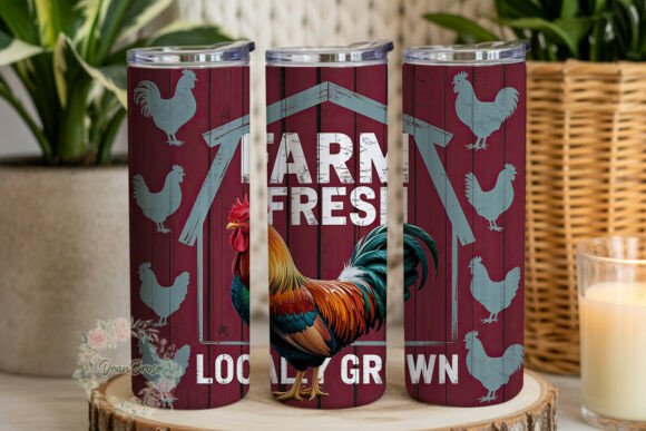 Rustic Farm Rooster 20oz Tumbler Wrap: Graphics & Tumbler Wraps