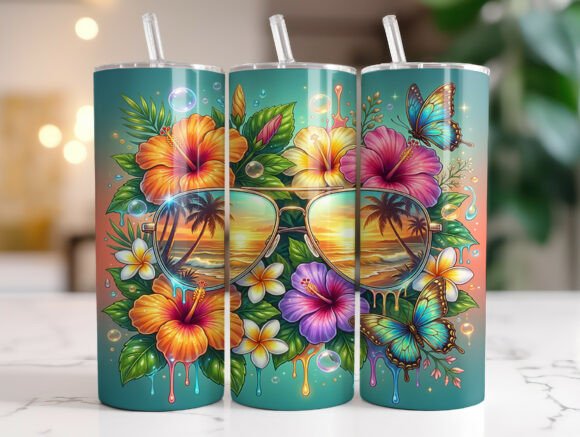 Tropical Hibiscus Sunset Tumbler Wraps: Bold Graphics for Publishers