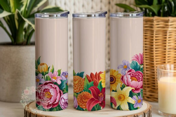 Vibrant Spring Flower Tumbler Wrap Graphics